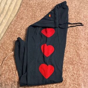 Aviator Nation red heart joggers!